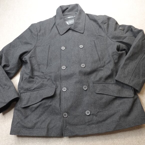 Tumi Jacket 2XL Gray Charcoal Wool Blend Peacoat Double Breasted - Picture 1 of 16
